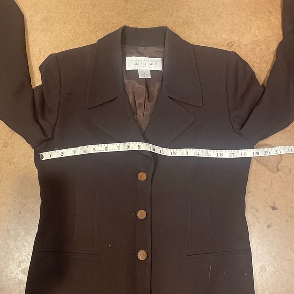 Ellen Tracy Blazer Womens Petite 6 Brown Pockets Button Wool - Picture 4 of 5